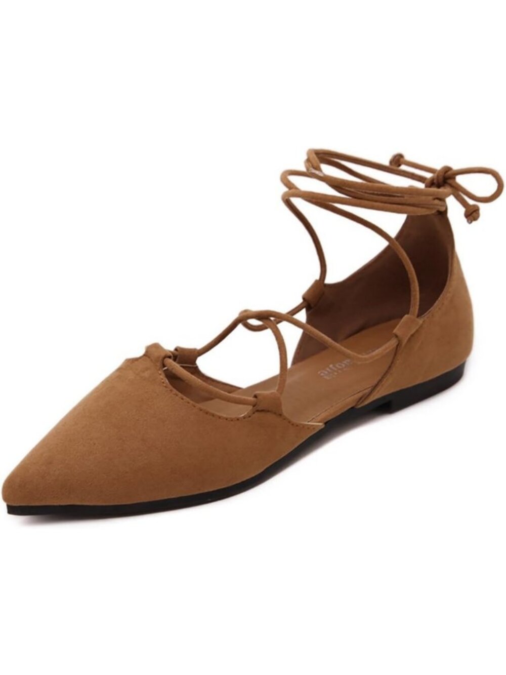 Chic D'Orsay Pointy Toe Ankle Strap Ballet Flats - Lace Up, Stylish